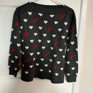 Heart Patterned Gray Sweater